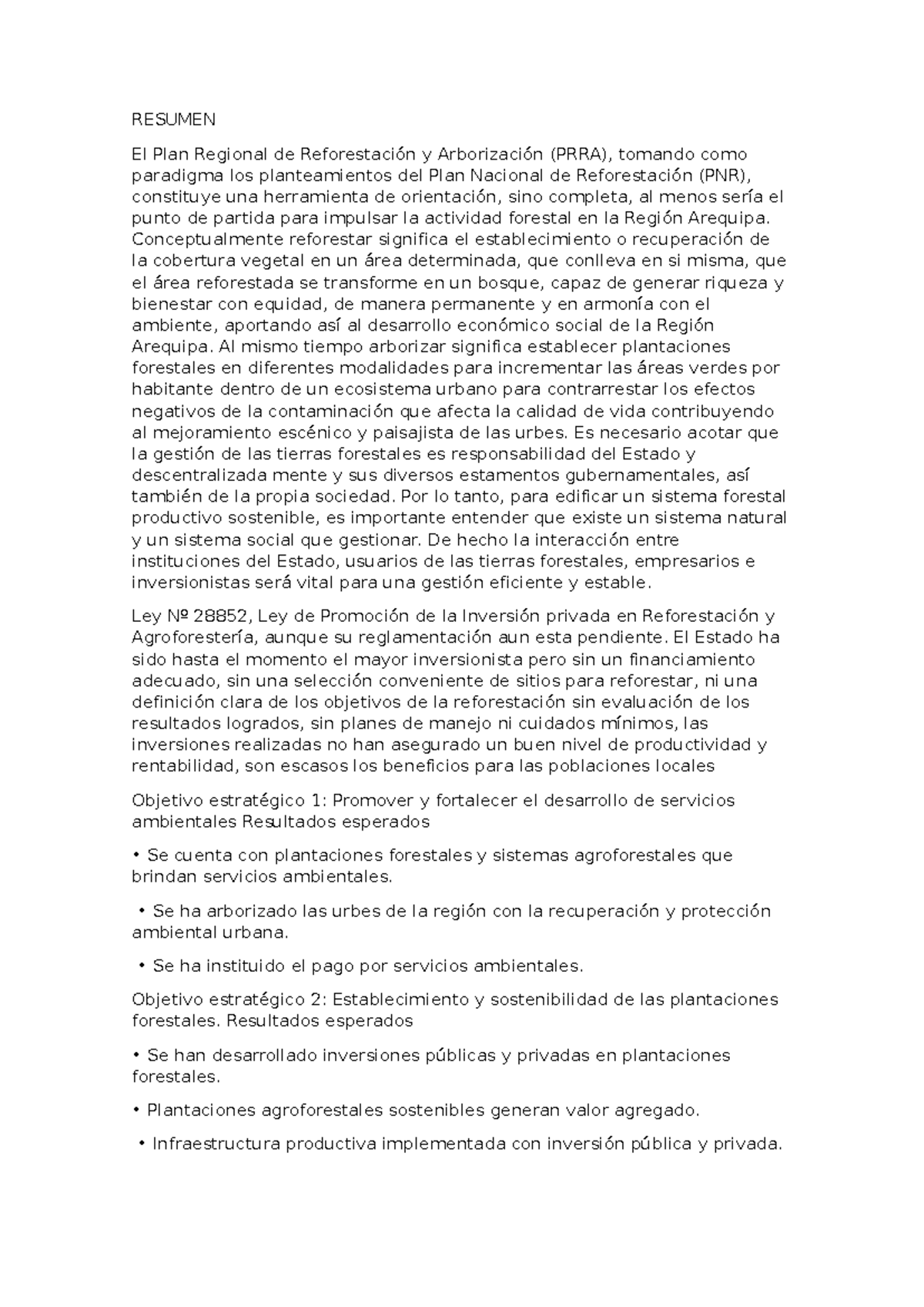 Resumen cambio climatico - RESUMEN El Plan Regional de Reforestación y ...