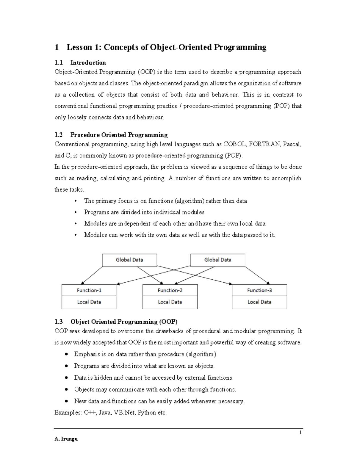 Lesson 01 Concepts of Object-Oriented Programming - 1 A. Irungu 1 ...