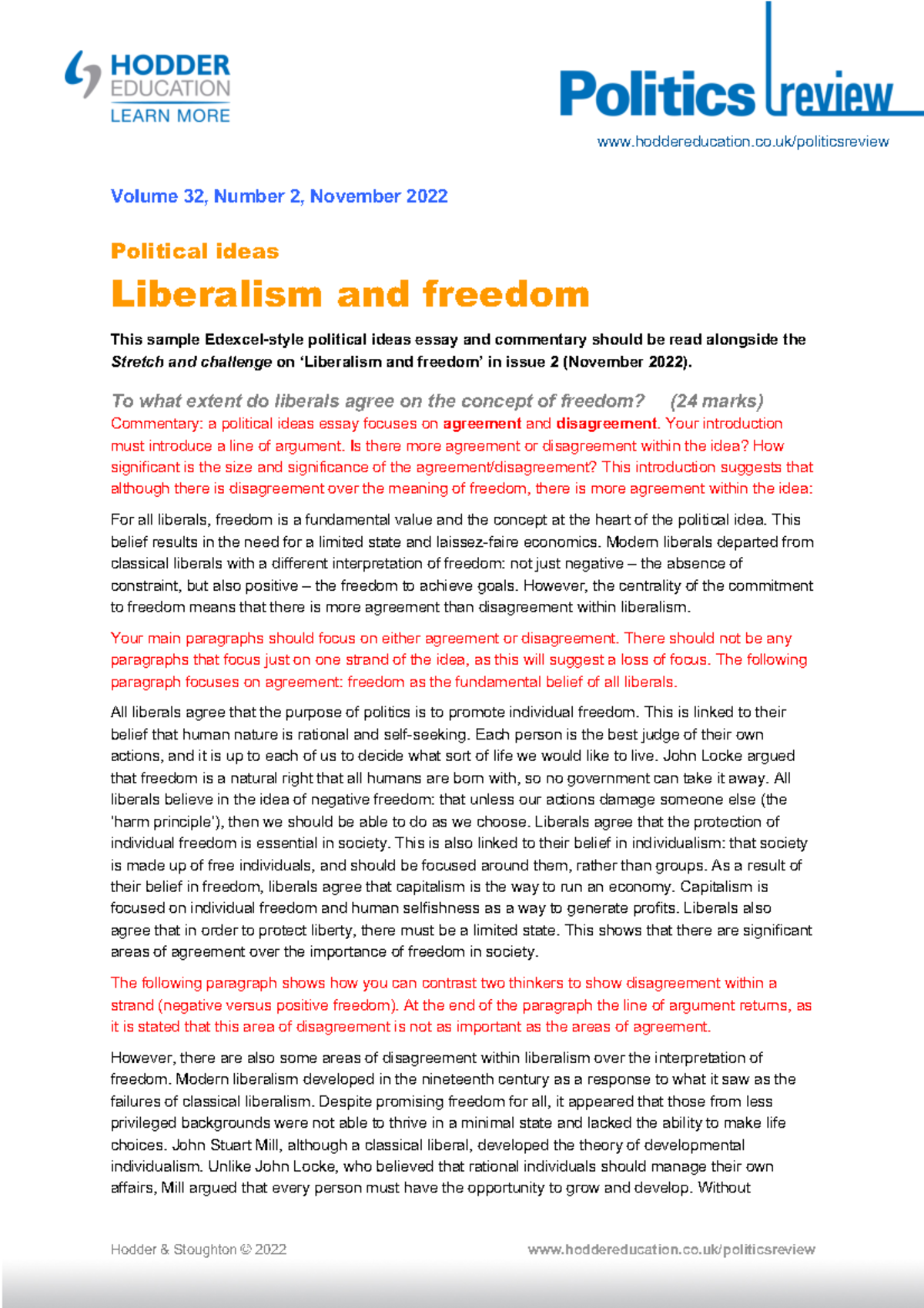 Politics Review 32 2 Political ideas - Hodder & Stoughton © 20 22 - Studocu
