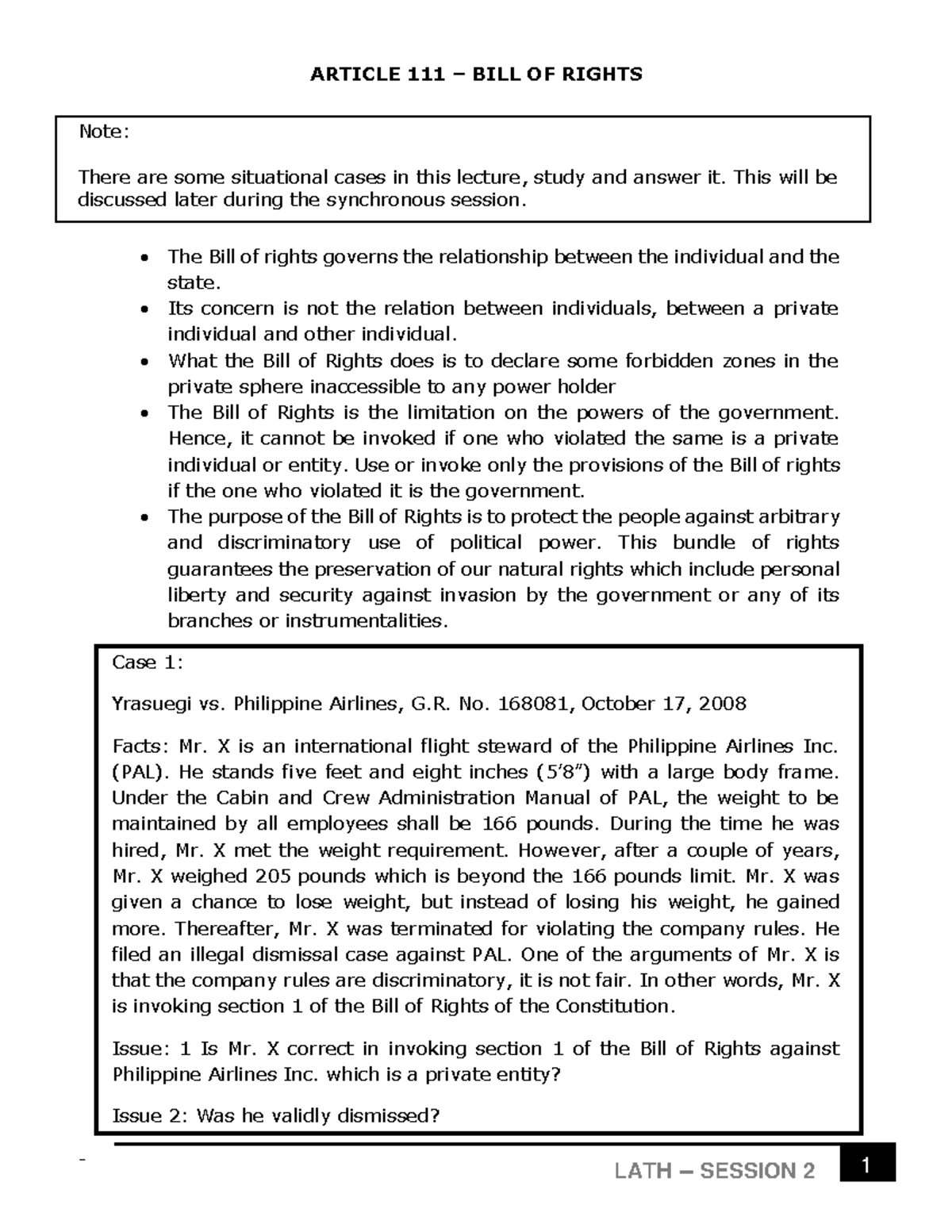 Wk Lecture The Bill Of Rights Article Bill Of Rights Note There Are Some