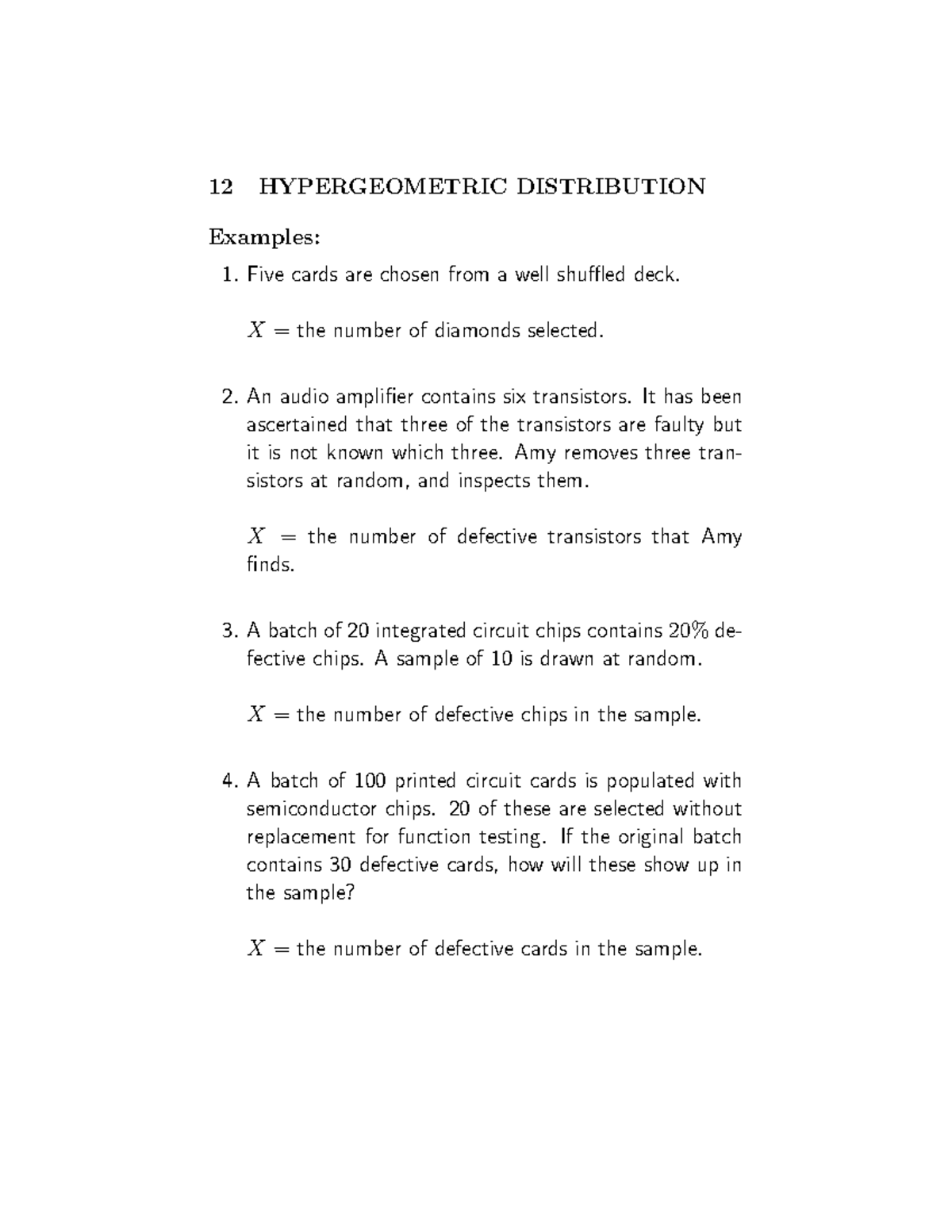 12 Hypergeometric Distribution - 12 HYPERGEOMETRIC DISTRIBUTION ...