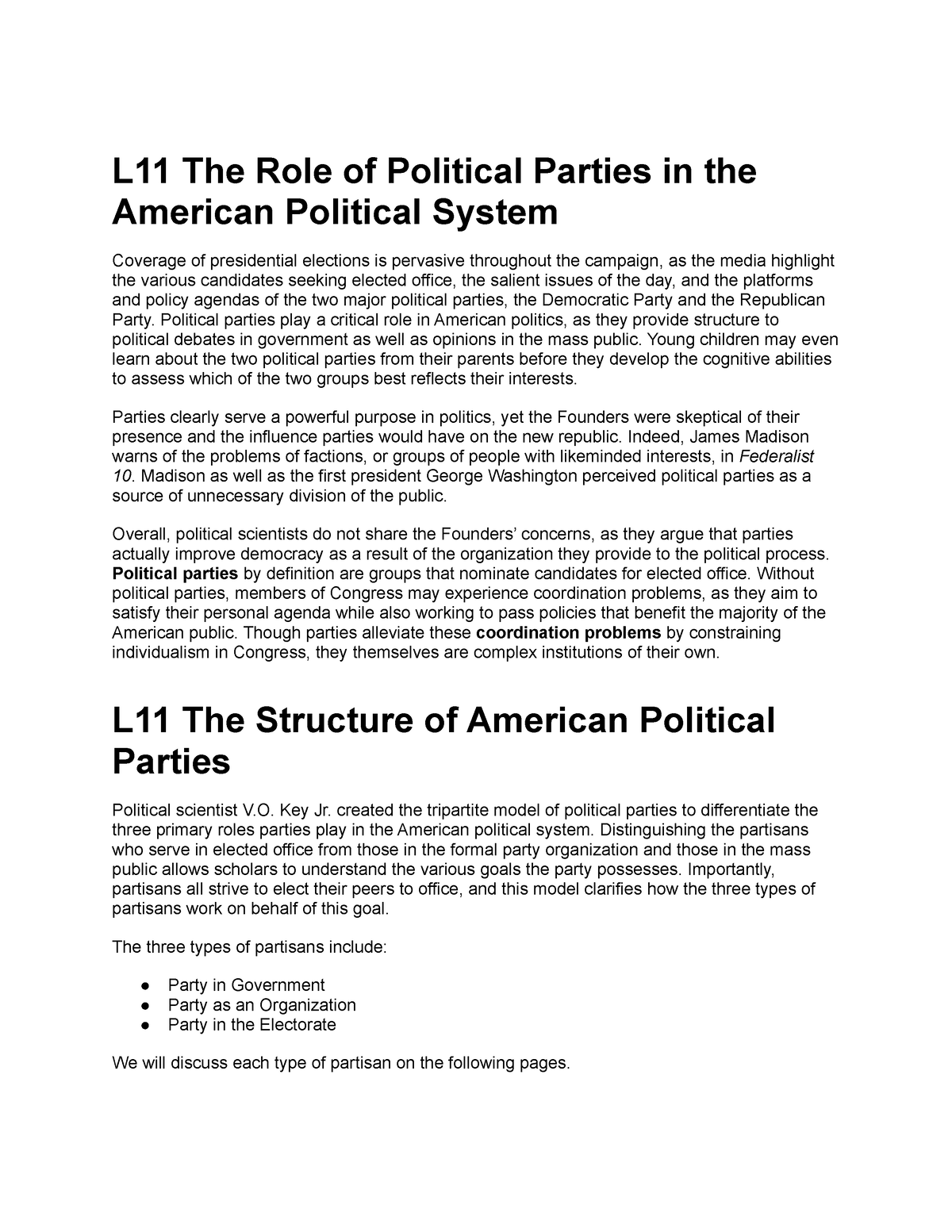 essay on us party system