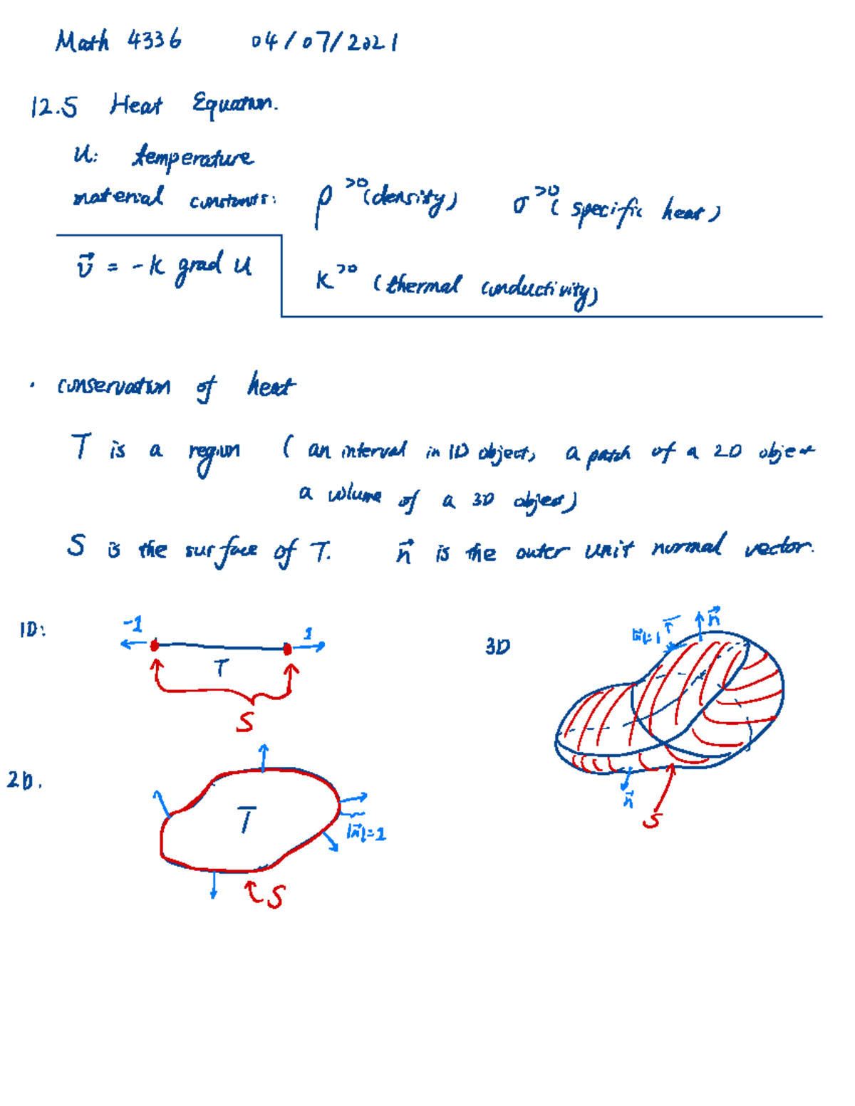 12 - Lecture notes 12.5-12.6 - Math 4336 0410712021 Heat Equation . U ...