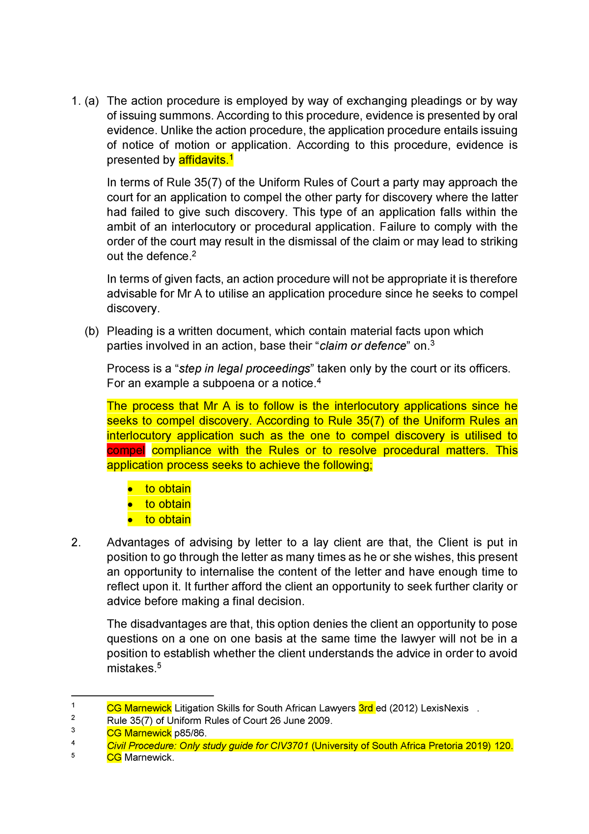 TLI4801 Assign 1 2022 17 03 - (a) The action procedure is employed by way of exchanging