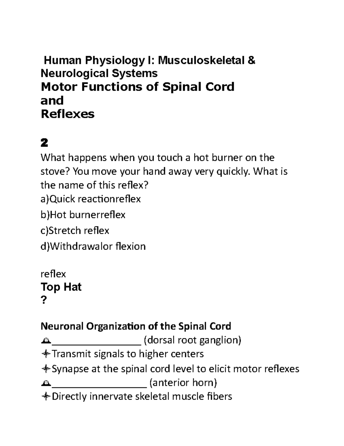 Motor function - Human Physiology I: Musculoskeletal & Neurological ...