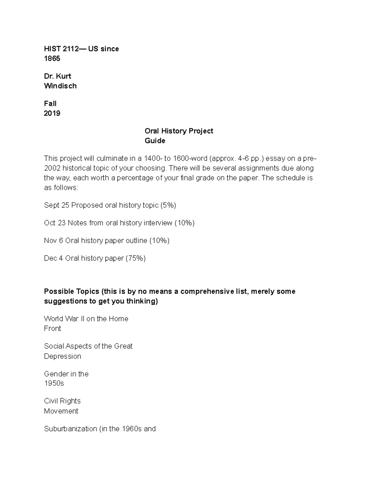 history oral presentation rubric