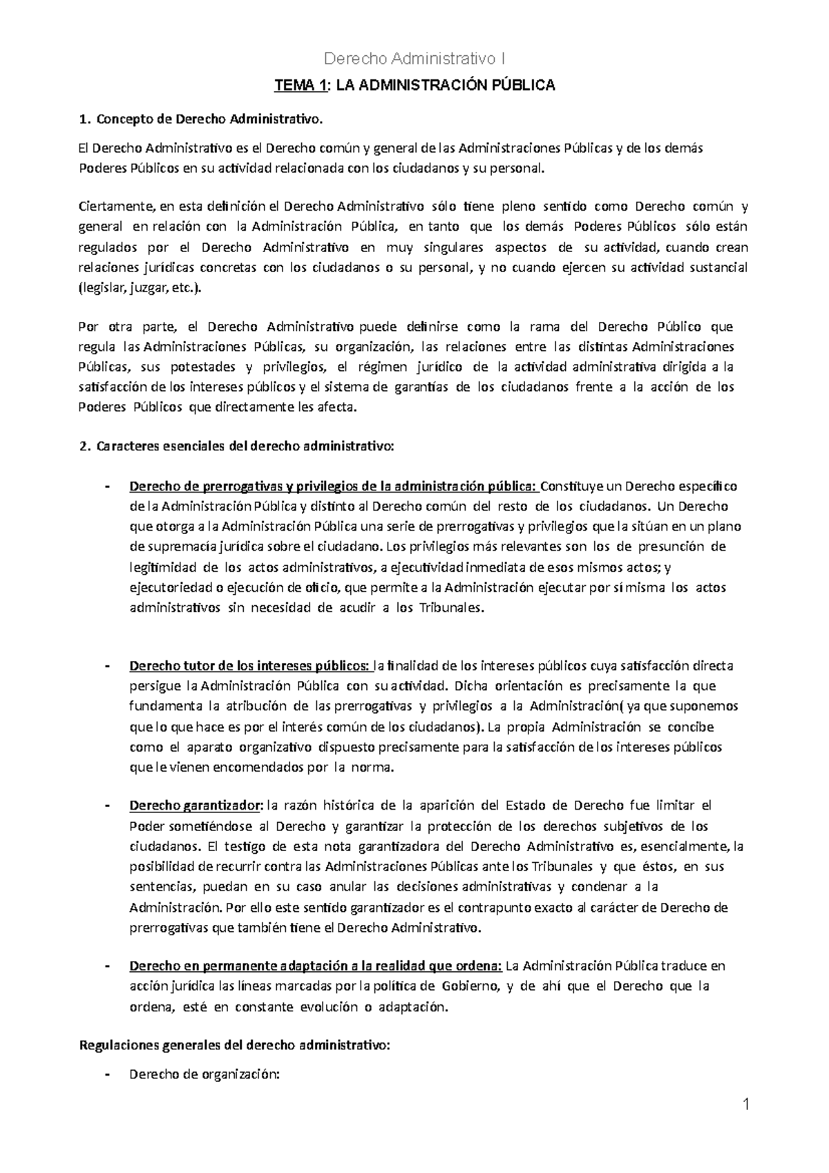 Apuntes Completos Derecho Administrativo - TEMA 1: LA ADMINISTRACIÓN ...