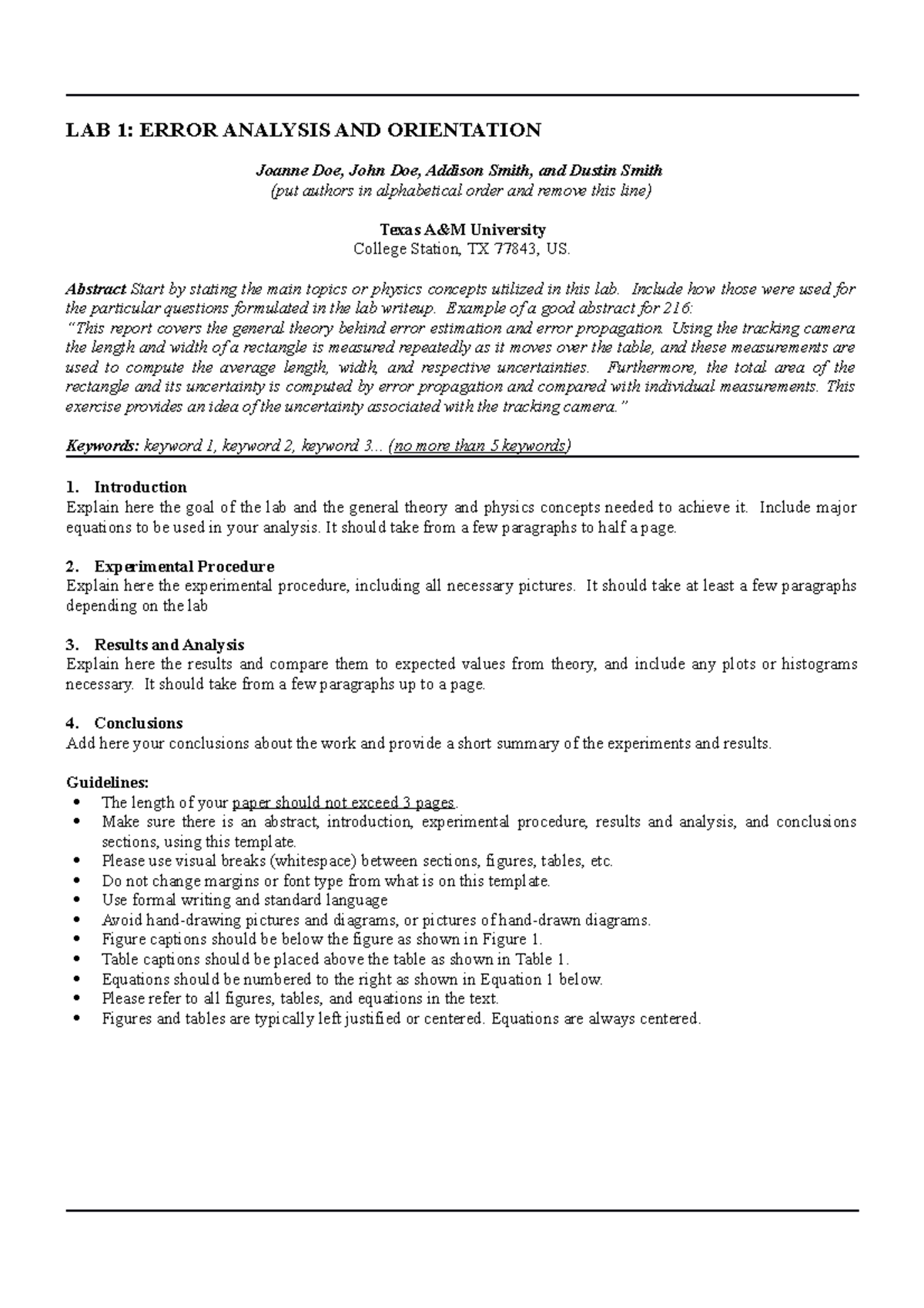 Lab Report Template 6 - LAB 1: ERROR ANALYSIS AND ORIENTATION Joanne ...