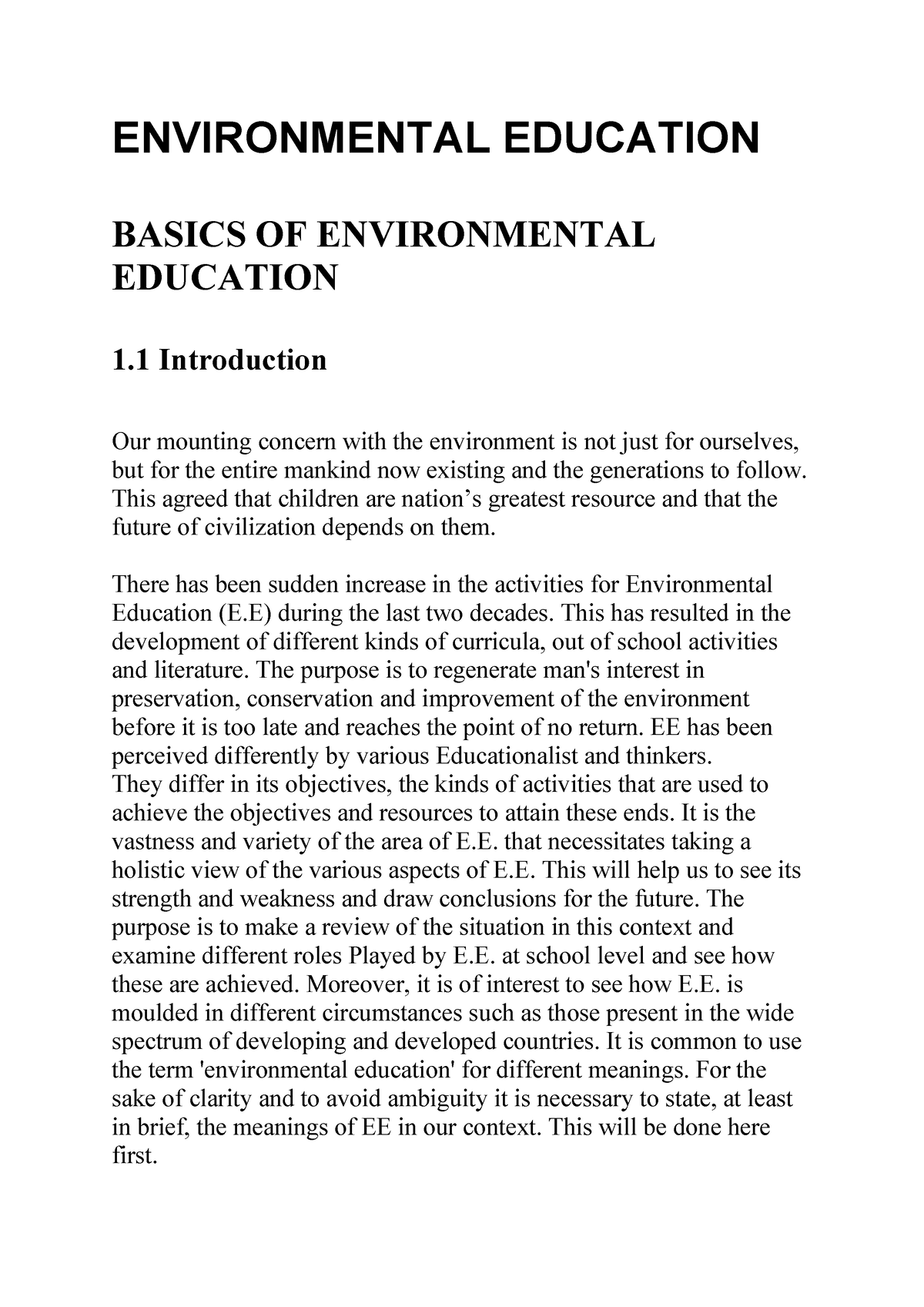 introduction for environmental education