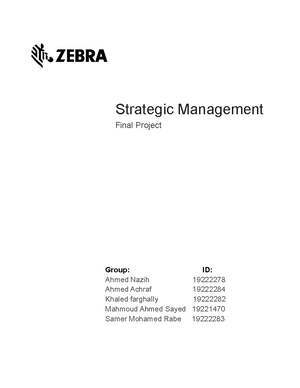 Strategic management -Zebra company final project