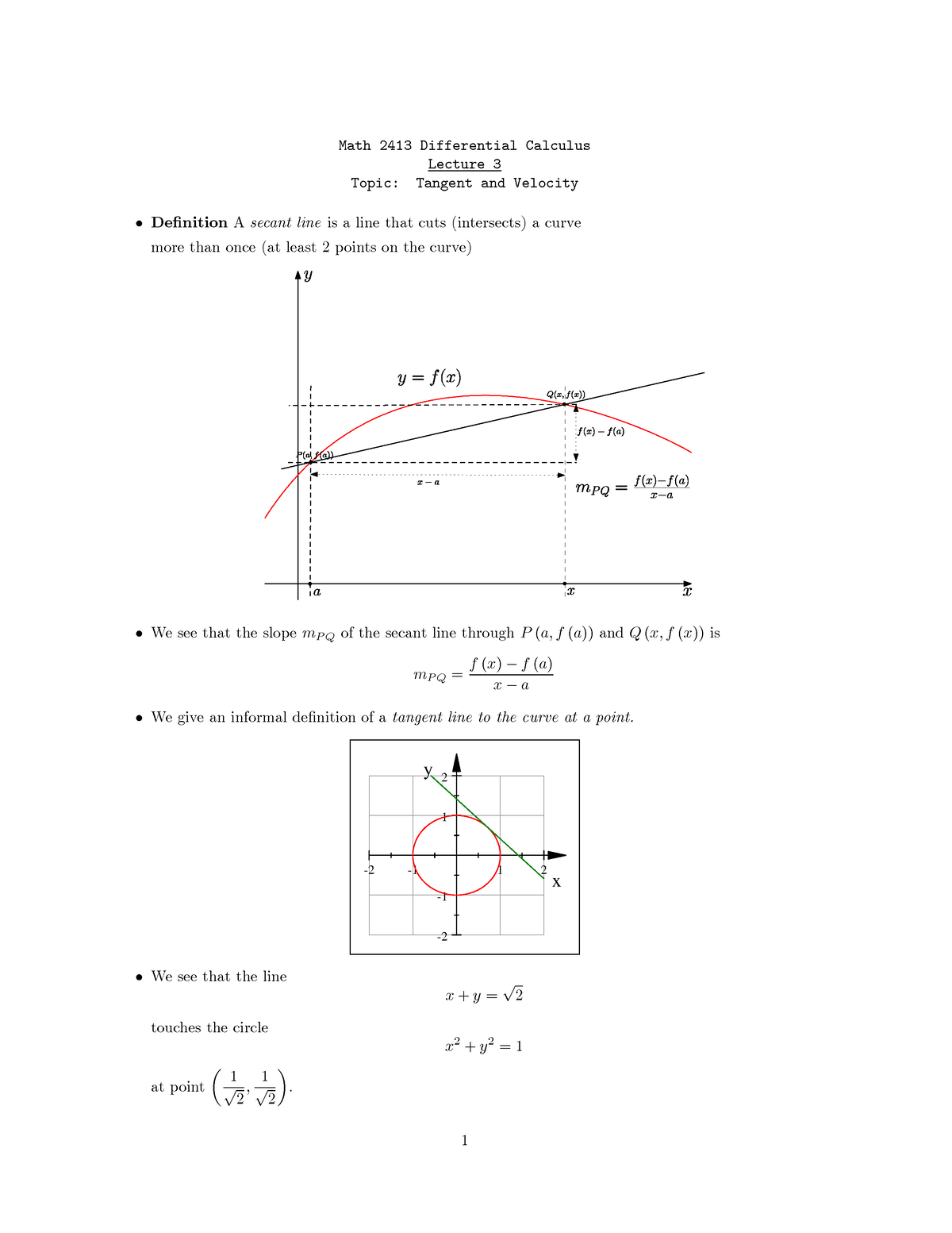 Lecture 3pdf - notes - Math 2413 Differential Calculus Lecture 3 Topic ...