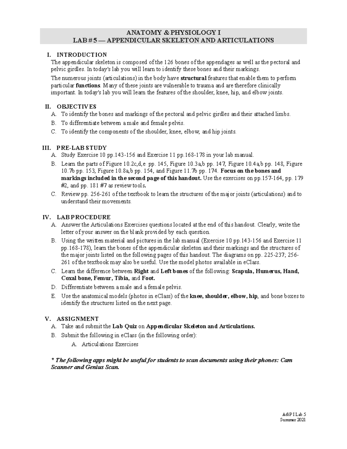 Lab 13 - Complete lab with lab assignments. - A&P I Lab 5 Summer 2021 ...