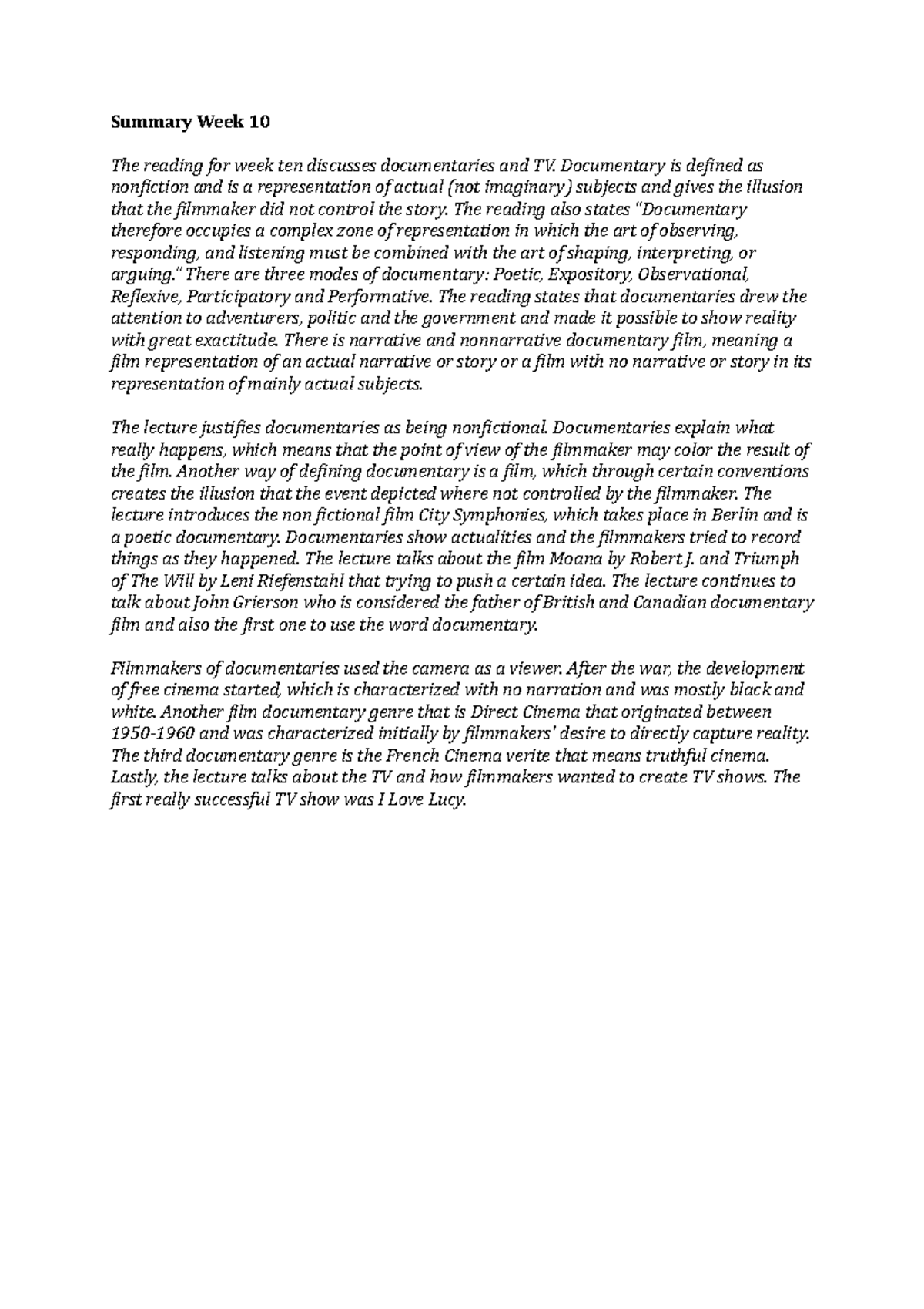 Week 10 Summary - Summary Week 10 The reading for week ten discusses ...