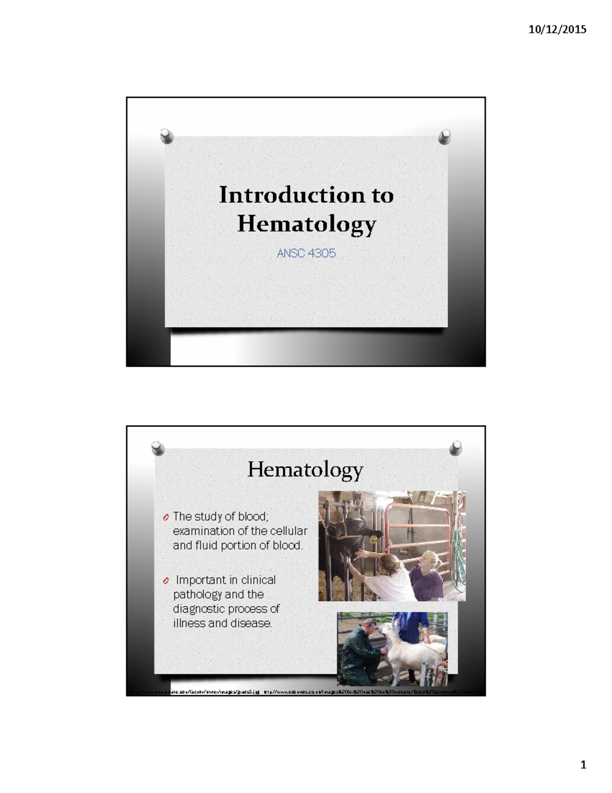 Introduction To Hematology Student Copy - OThe Study Of Blood ...