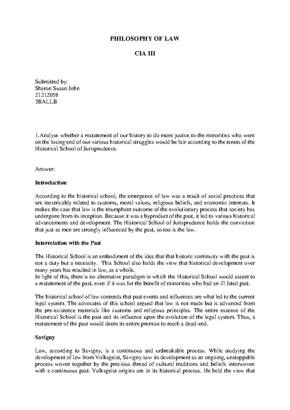 Philosophy cia 3 final - Notes - PHILOSOPHY OF LAW CIA III Submitted by ...