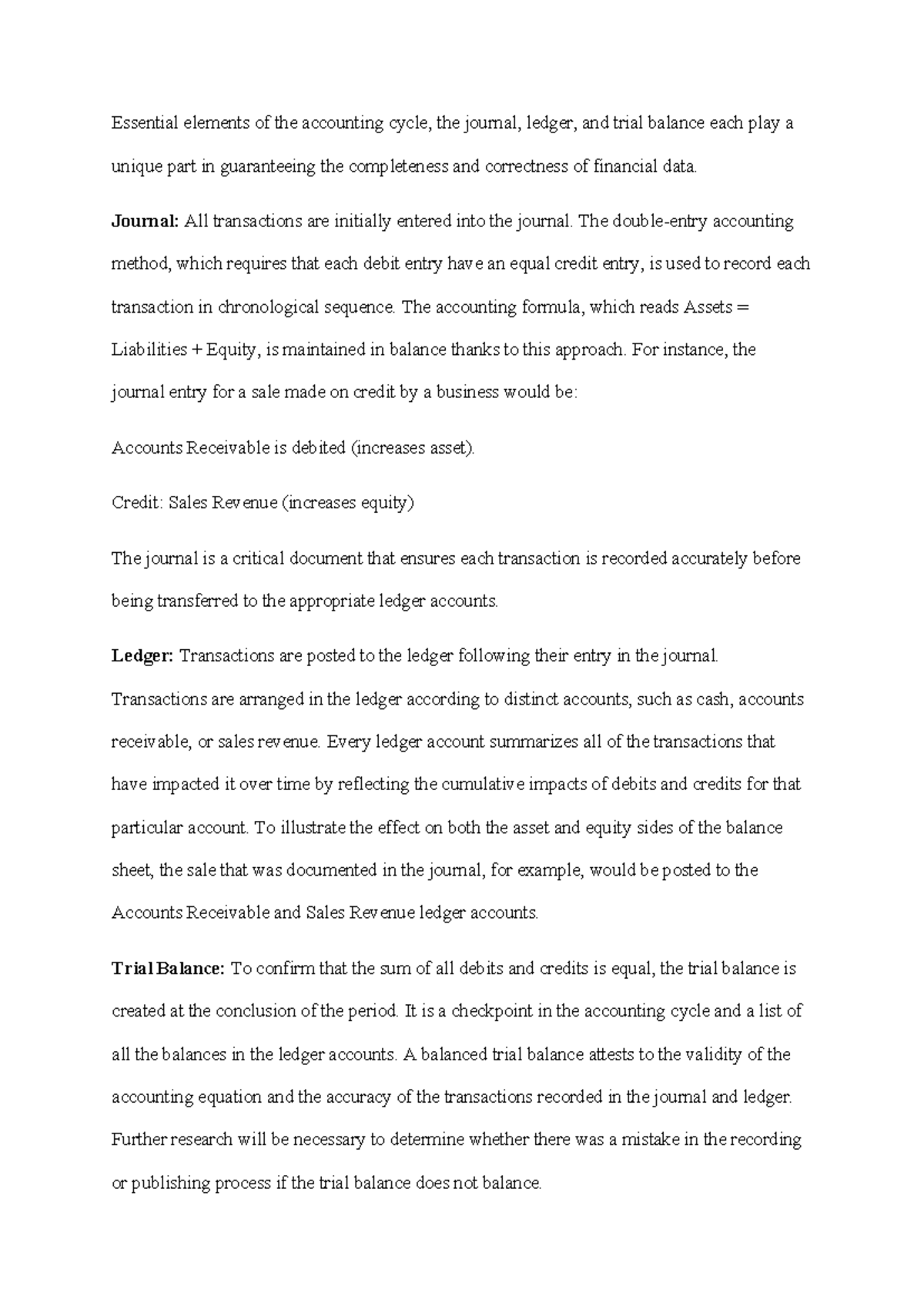 Discussion Forum 2 - GOOD - Essential elements of the accounting cycle ...
