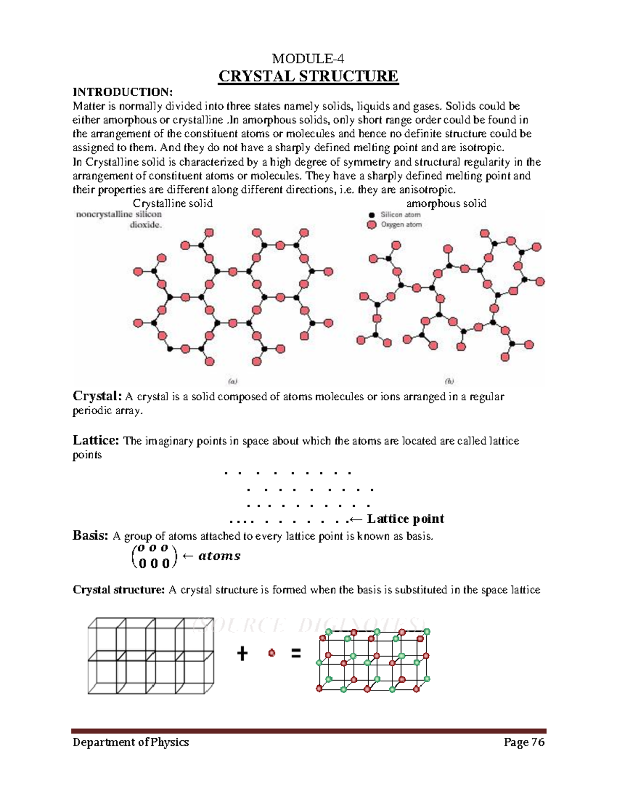 Crystal Structure Mod-4_Engineering Physics Module-4 - MODULE- CRYSTAL ...