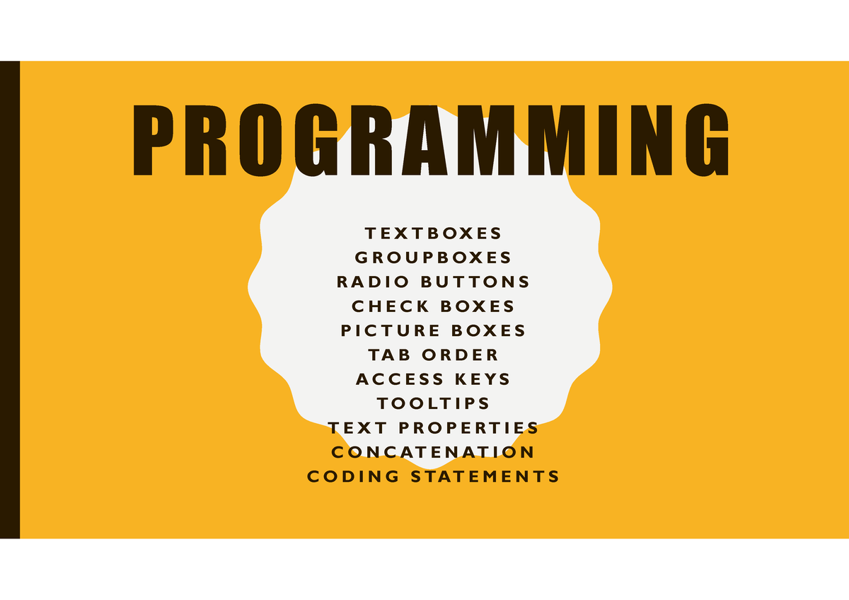 Chapter 2 - Programming - PROGRAMMING T E X T B O X E S G R O U P B O X ...