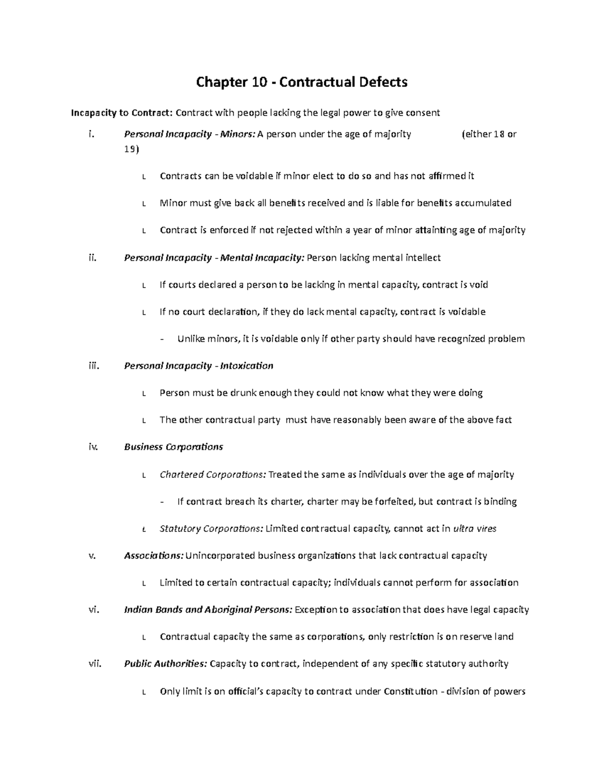 Chapter 10 - BLAW 301 - Summary Business Law - Chapter 10 Contractual ...