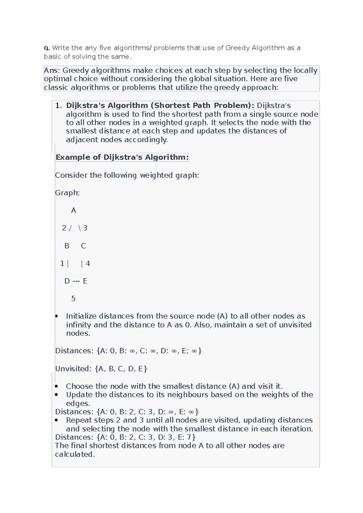 DAA - NNNN - Q. Write the any five algorithms/ problems that use of ...