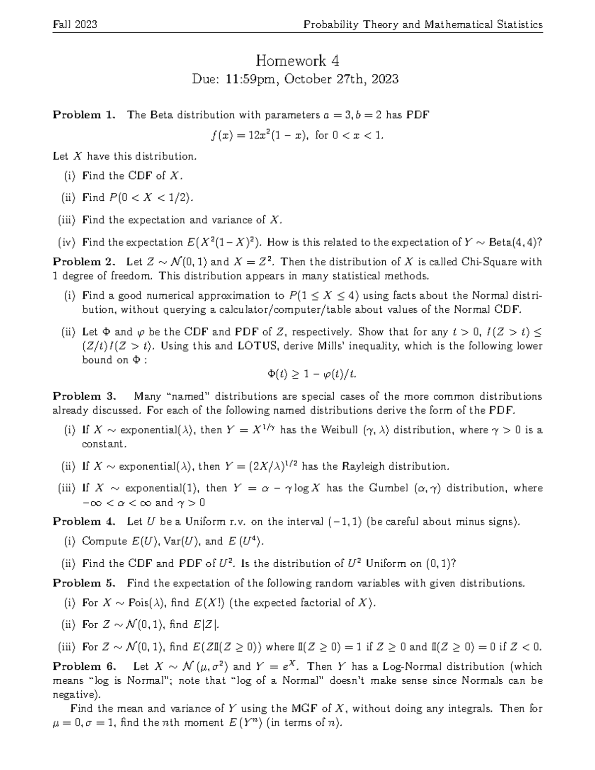 probability and statistics homework 3