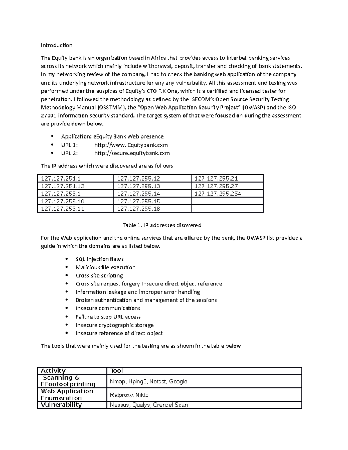 Security Grade B Introduction The Equity Bank Is An Organization