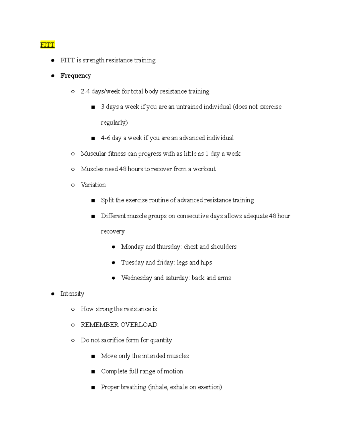 FITT - lecture notes on the principles of FITT, how they help design ...