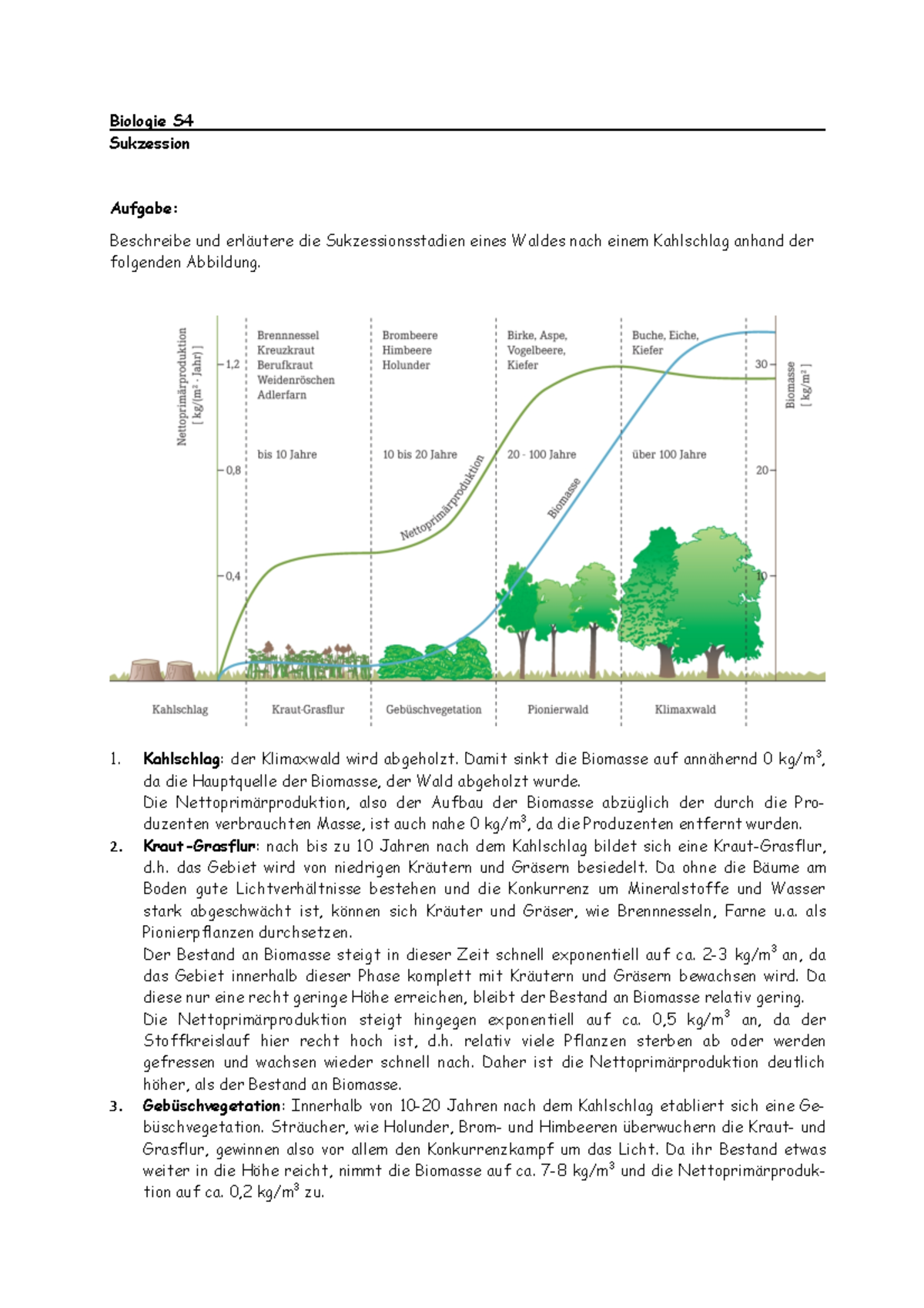 01 Sukzession Lösung WiSe Biologie S Sukzession Aufgabe Beschreibe