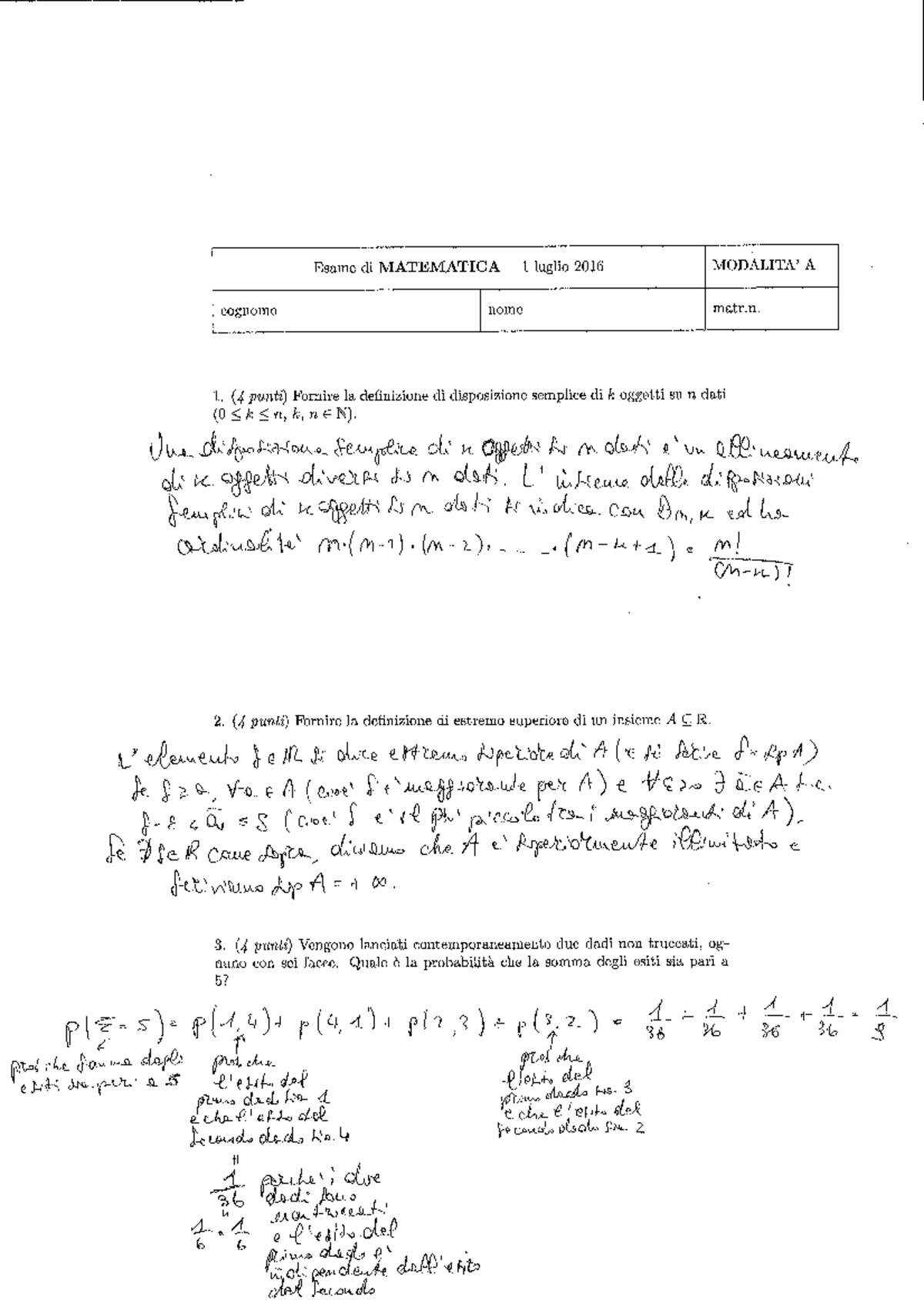 Esercitazioni Matematica - Matematica Generale - UniMiB - Studocu