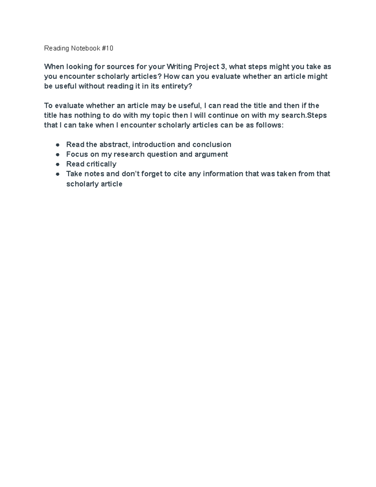Reading Notebook #10 - Reading Notebook # When looking for sources for ...