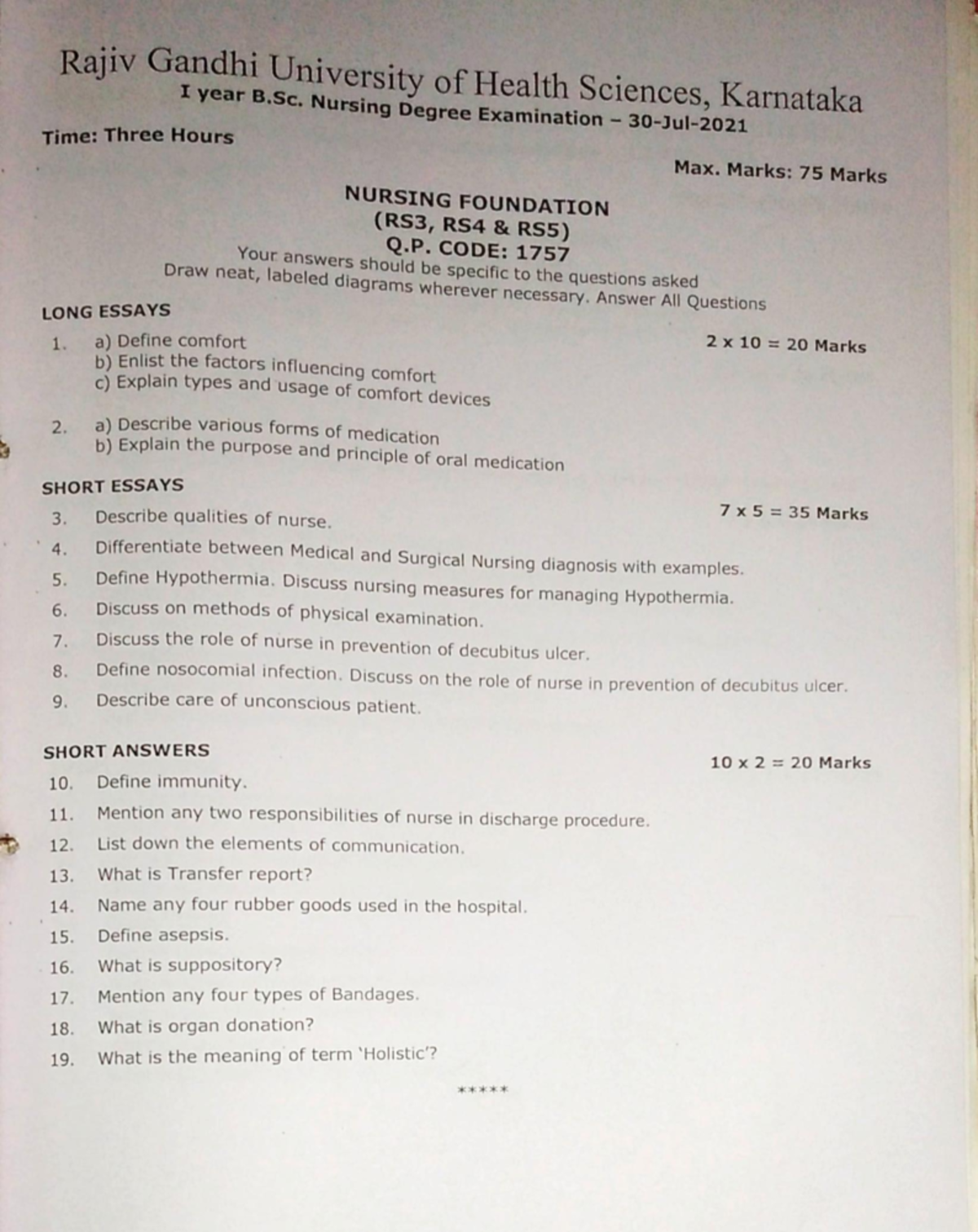 FON Papers - Lecture notes - Bsc.nursing - Studocu