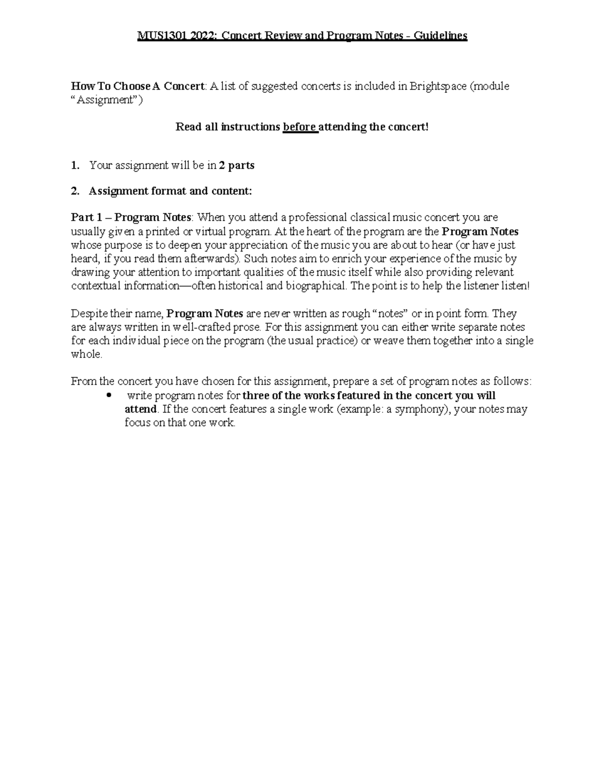 Requirements - MUS1301 2022: Concert Review and Program Notes ...