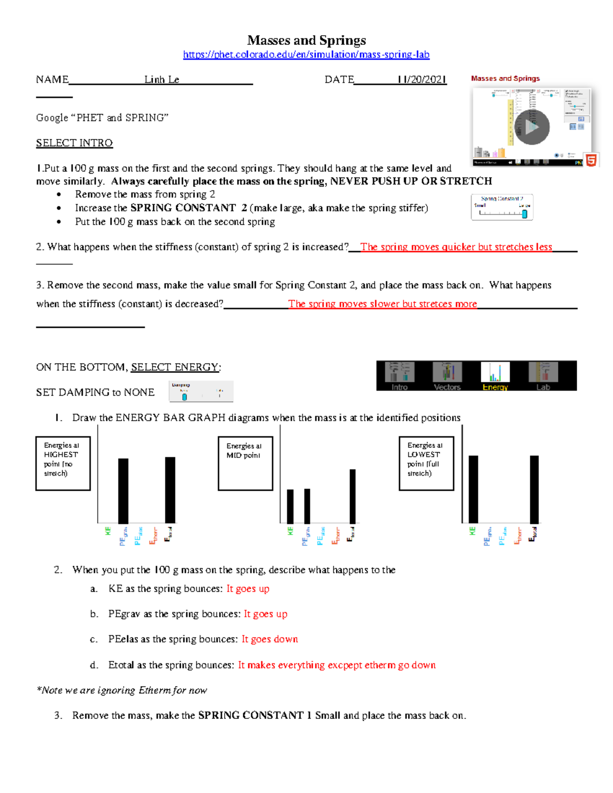 Lab 12 Ph ET Simulation Lab Masses And Spring-1 - Masses And Springs ...