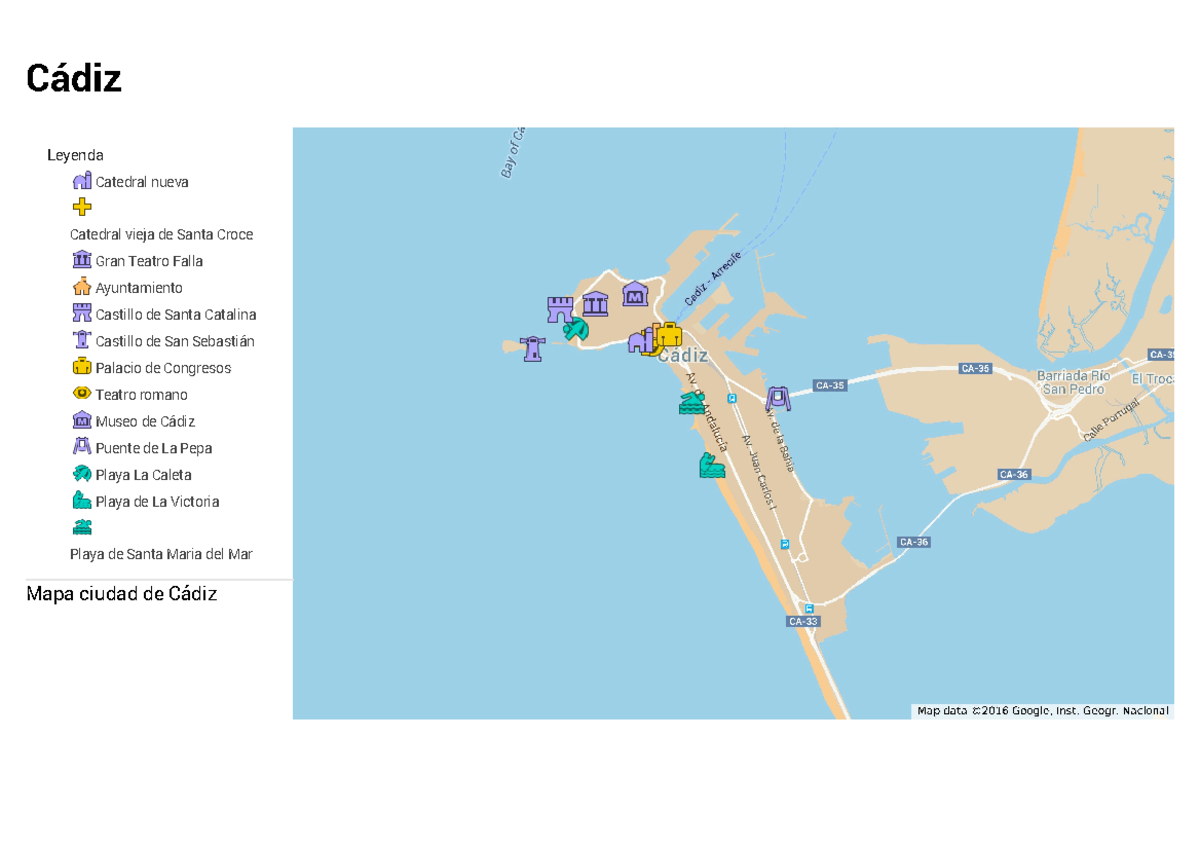 Mapa De Cadiz - . Mapa de Cádiz - Leyenda Catedral nueva Catedral vieja ...