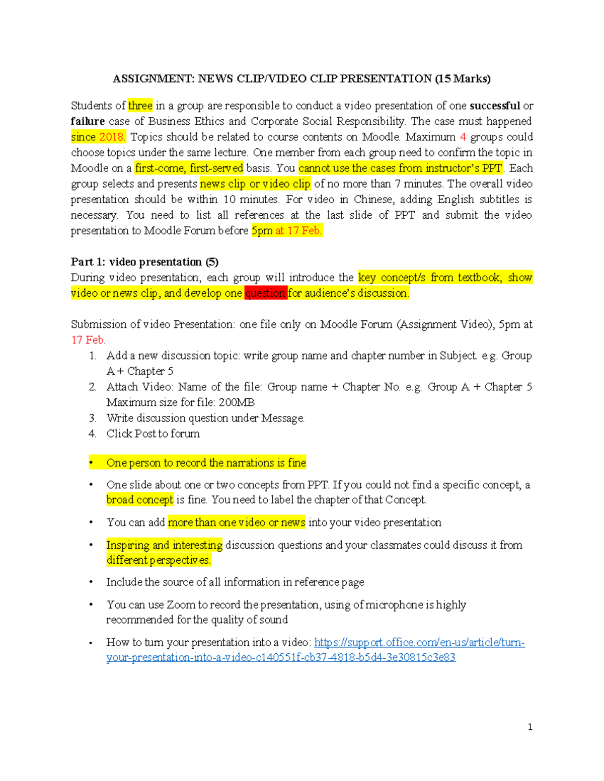Assignment - vGROUP PROJECT - ASSIGNMENT: NEWS CLIP/VIDEO CLIP ...