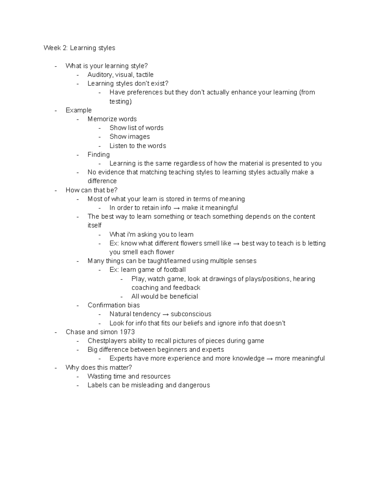 Lecture Notes - Week 2: Learning styles What is your learning style ...