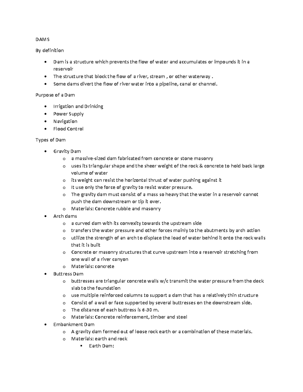 3. DAMS AND Principles OR Archimedes - DAMS By definition Dam is a ...