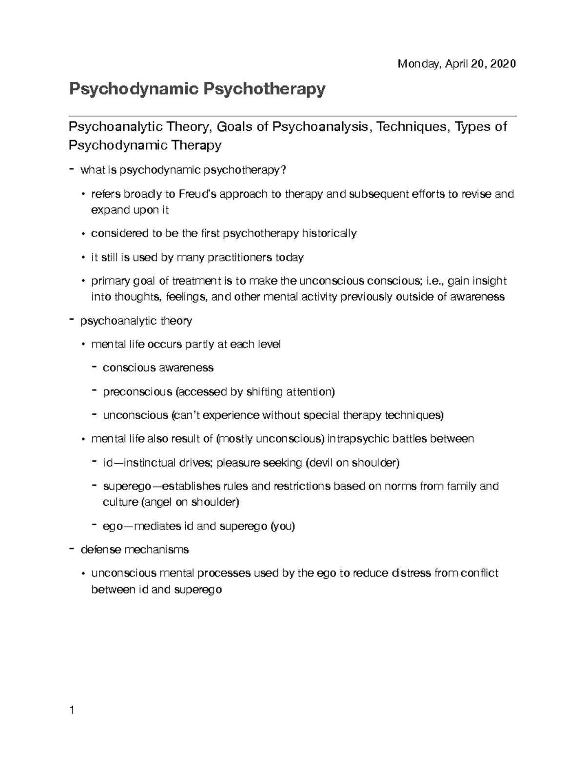 Psychodynamic psychotherapy Psychodynamic Psychotherapy