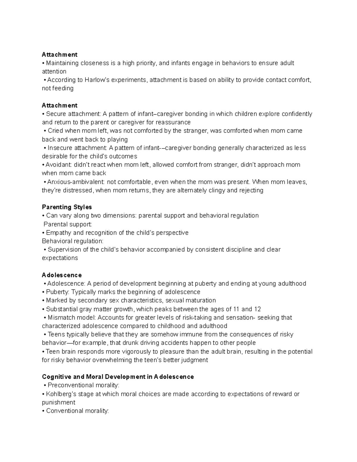 Ch 11: Psych Part 3 of 3 - Attachment Maintaining closeness is a high ...