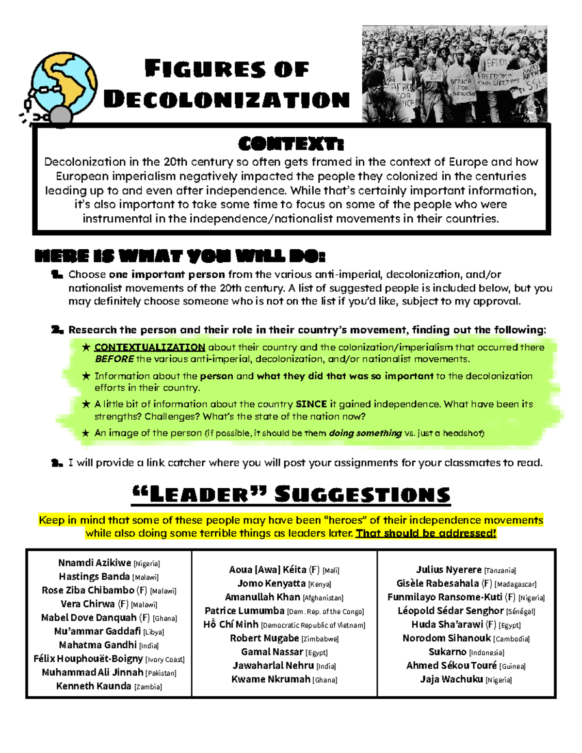 Class Infographic Heroes of Decolonization - Figures of Decolonization ...