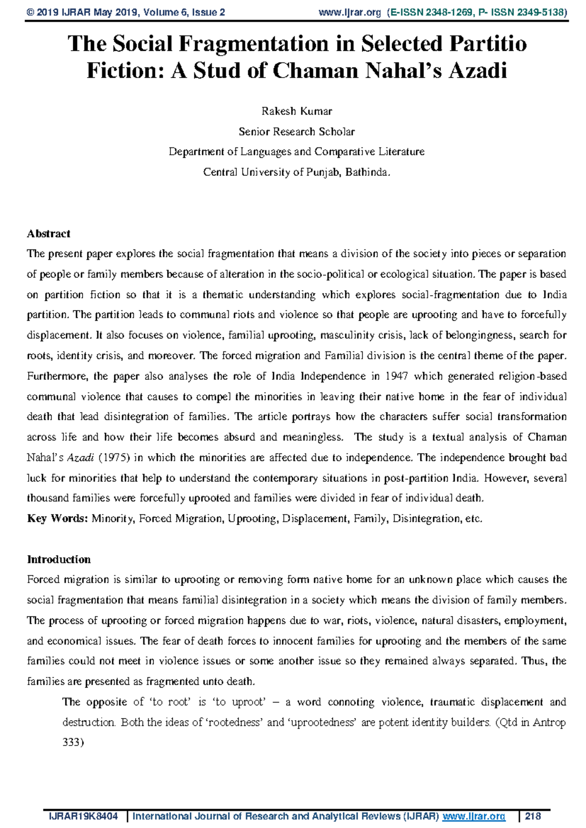Ijrar 19K8404 - Summary CBCS B.A.(HONS)ENGLISH - The Social ...