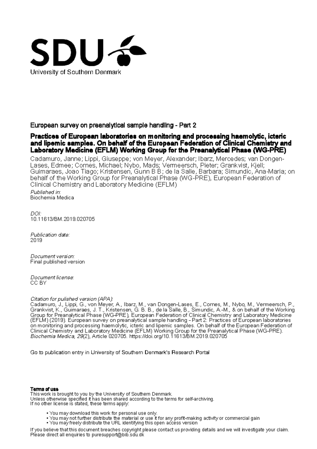 BM29 2 020705 - University of Southern Denmark European survey on ...