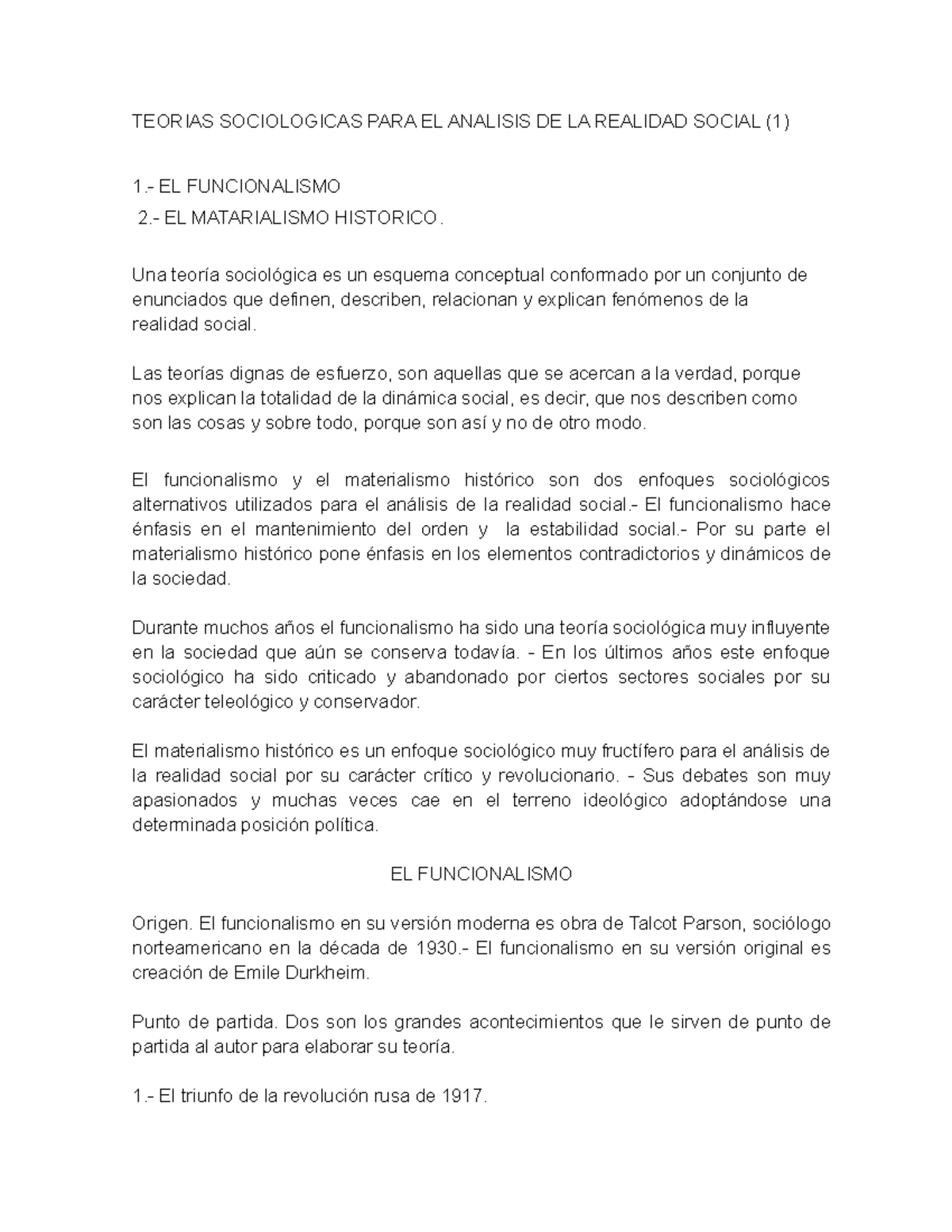 Teorias Sociologicas PARA EL Analisis DE LA Realidad Social - TEORIAS ...