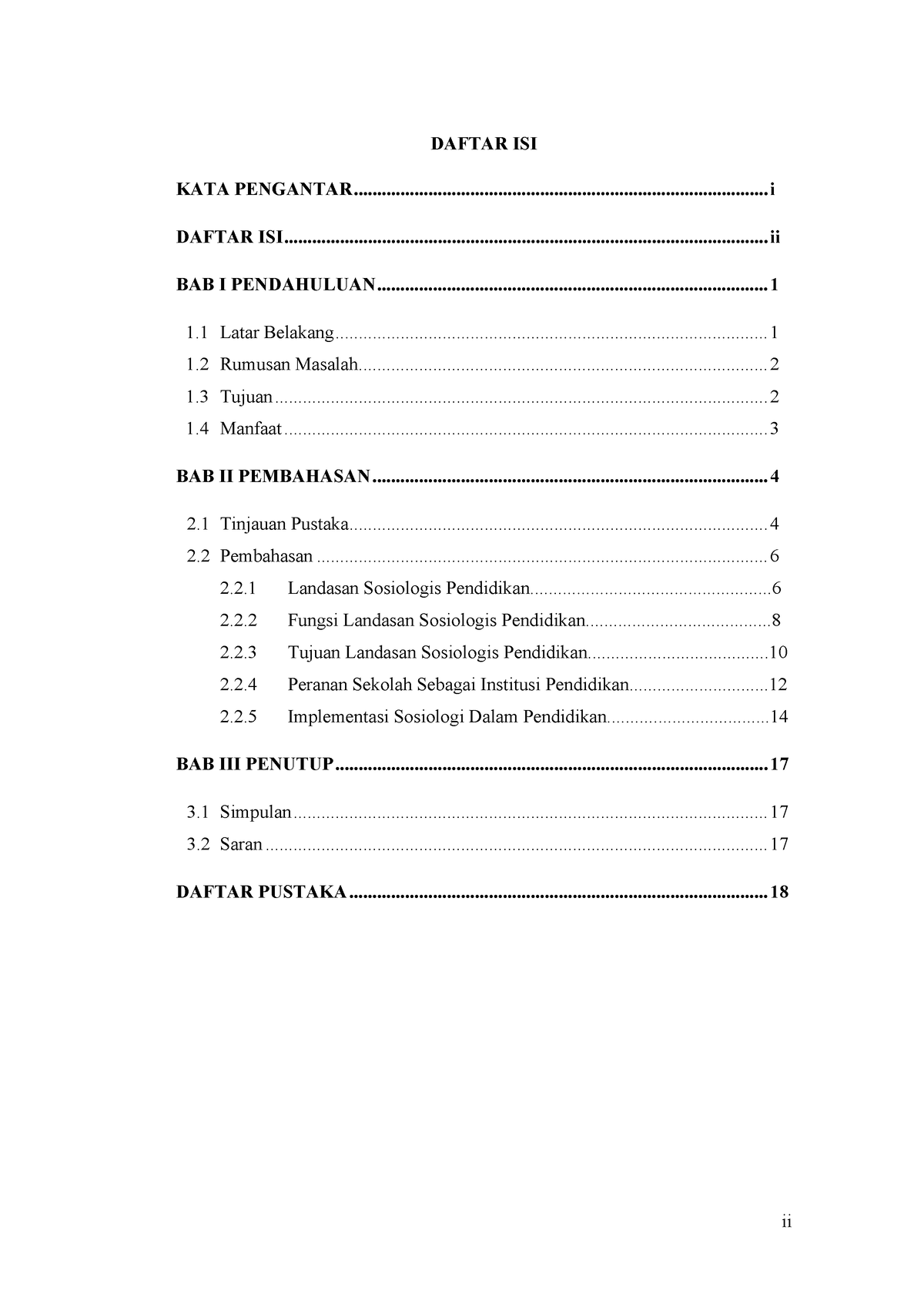 Makalah Landasan Sosiologis Pendidikan - ii DAFTAR ISI KATA PENGANTAR