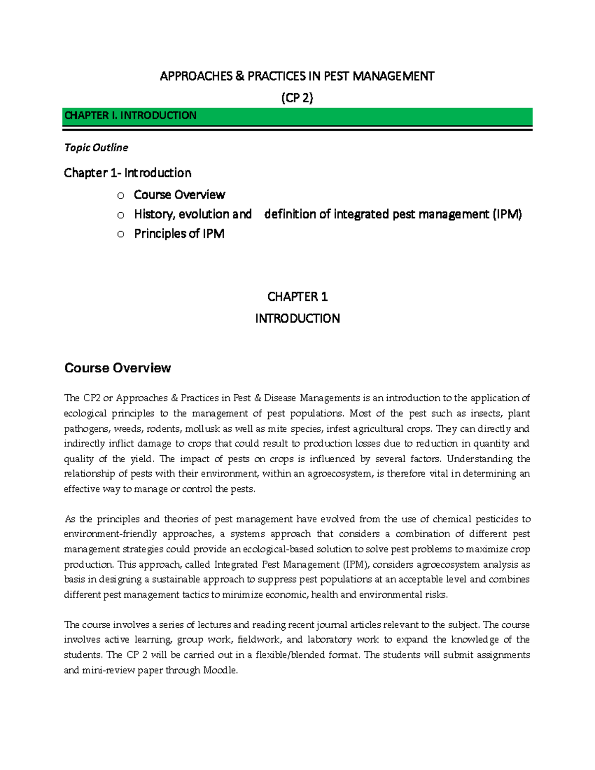 CH-1 - Read and must understand - APPROACHES & PRACTICES IN PEST ...