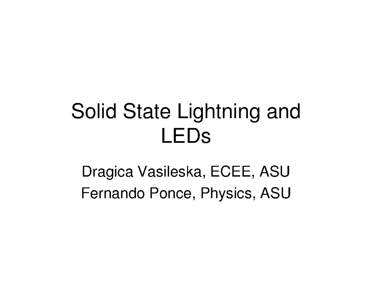 Solid State Lightning and LEDs - Solid State Lightning and LEDs Dragica ...