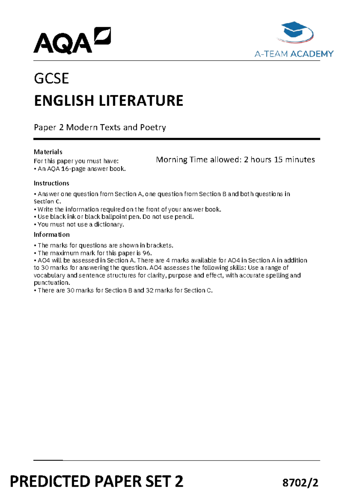 Amazing Aqa English Literature Past Papers Photo Concept Amazing Aqa English Literature Past Papers Photo Concept
