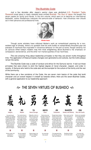 BUSHIDO CODE - THE SOUL OF JAPAN - VIRTUES OF THE SAMURAI & HOW