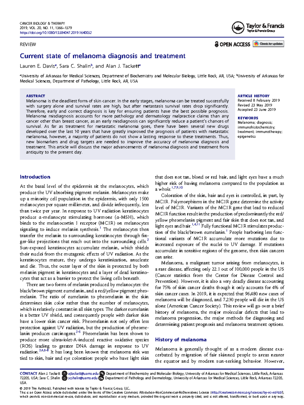Current state of melanoma diagnosis and treatment - REVIEW Current ...