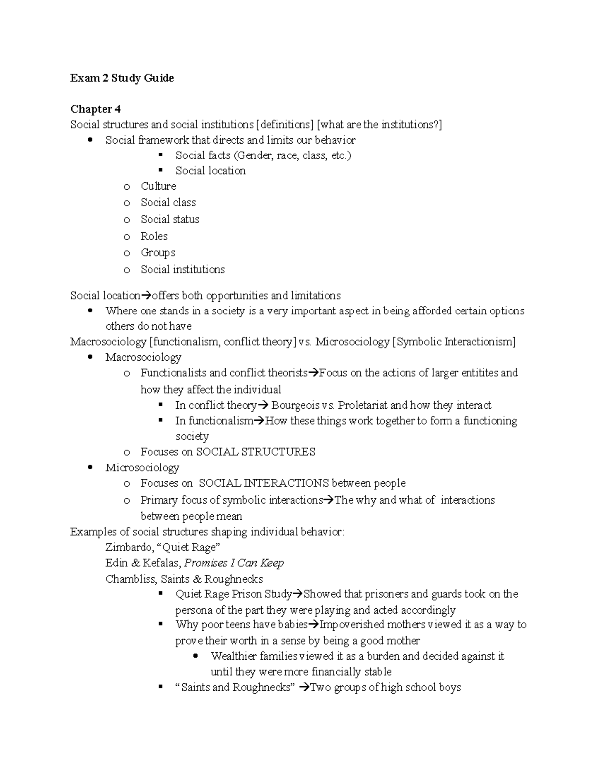 Soc 101 Exam 2 Study Guide - Exam 2 Study Guide Chapter 4 Social ...